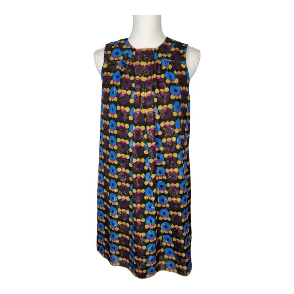 Anna Sui Dress XS Metallic Polka Dot Retro Mod Gossip Girl
